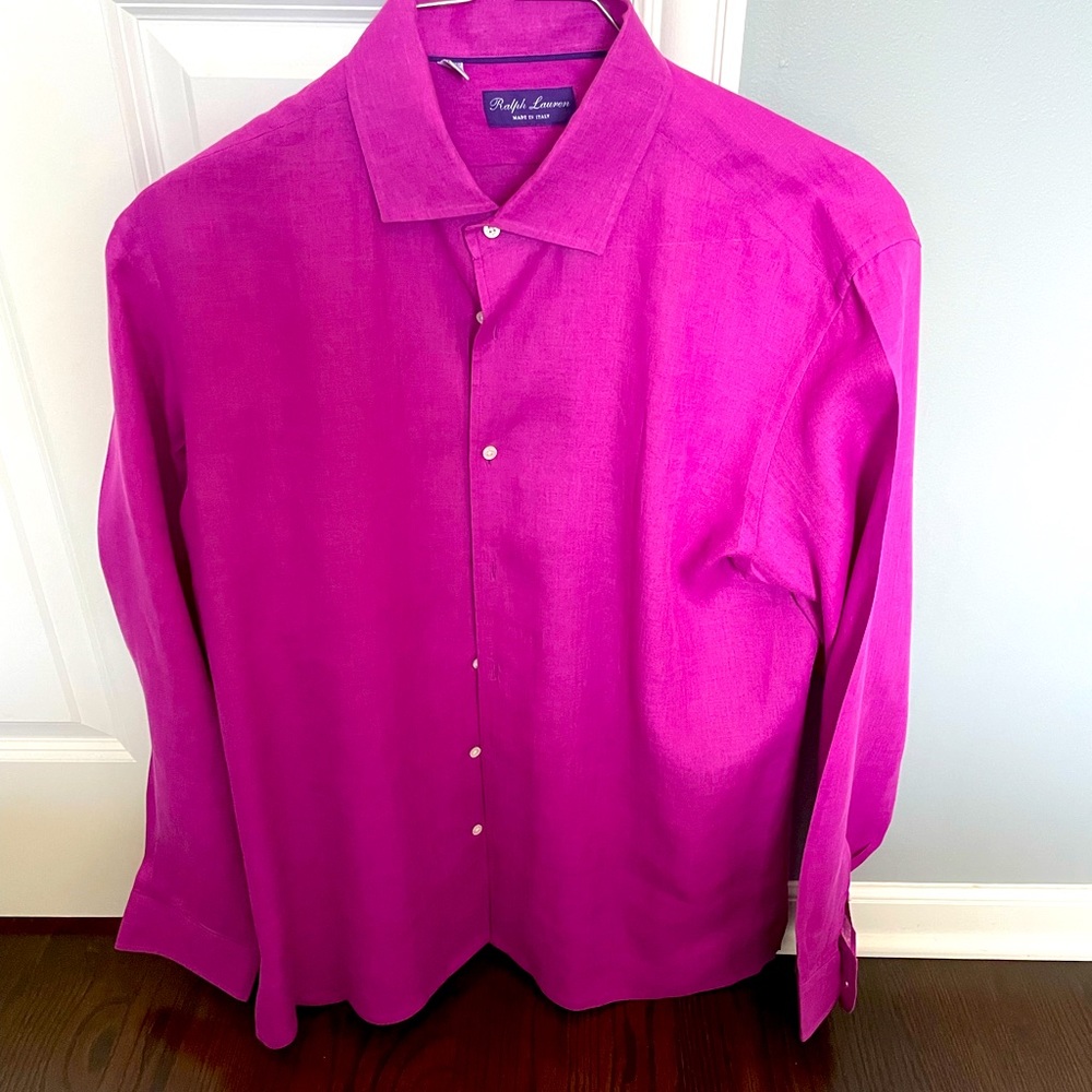 Ralph Lauren Purple Label, XL Long Sleeve Linen Shirt